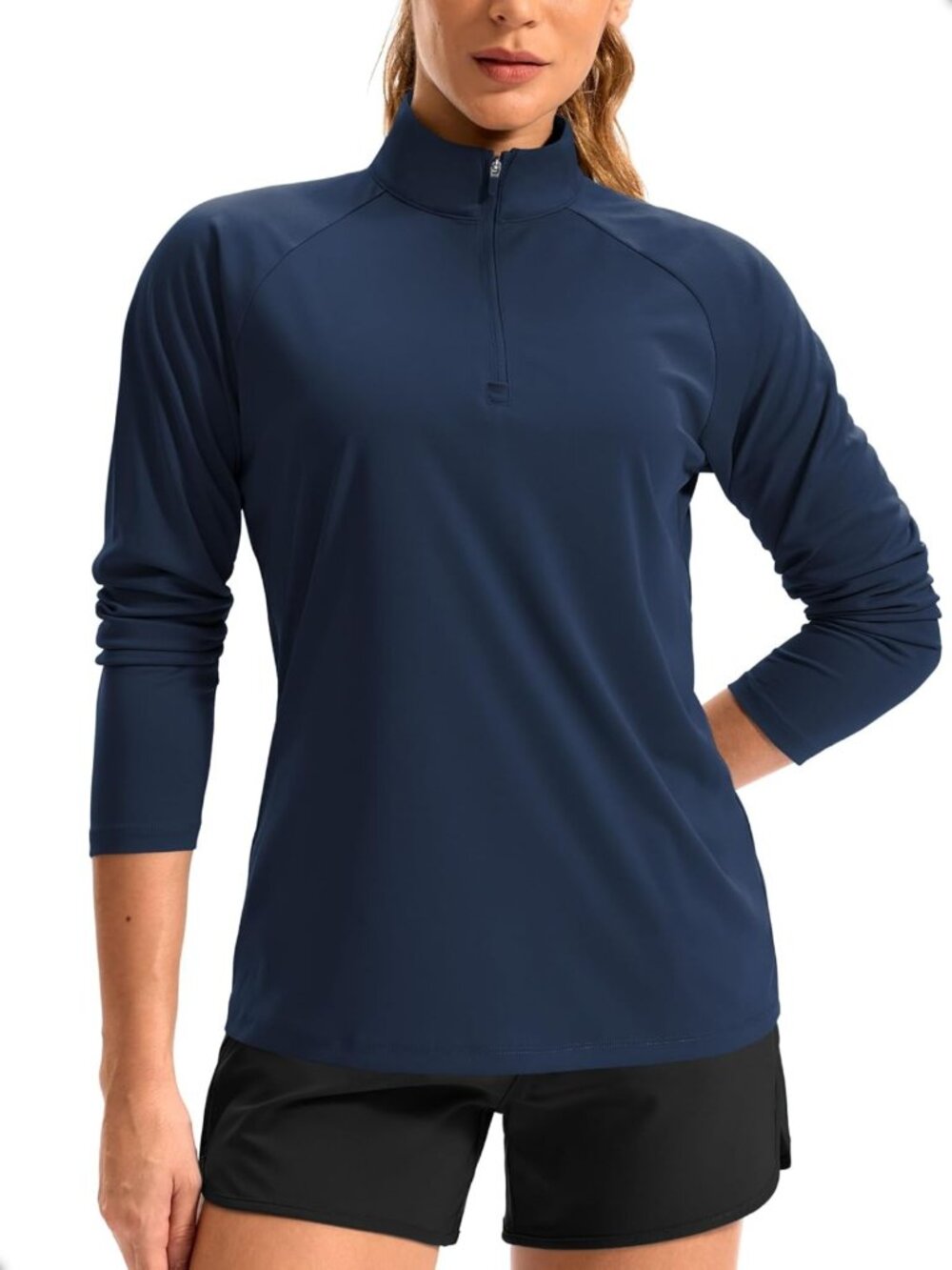 Cozy Women's Quarter Zip Long Sleeve Athletic Pullover for Workouts & Casual